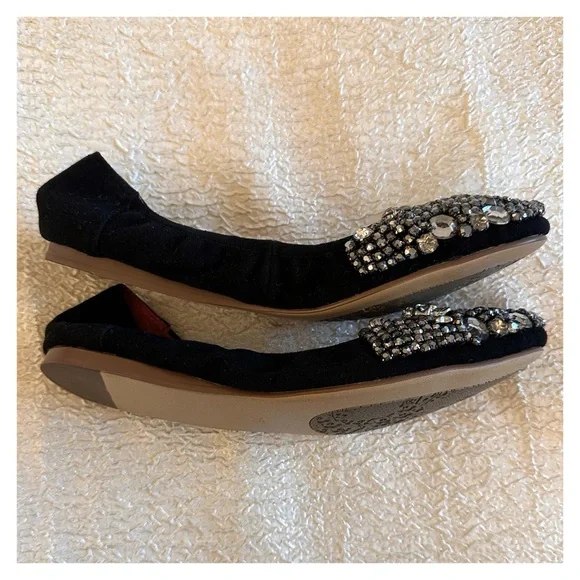 RARE! Gothic Skull Black Suede Leather Studded Ballet Flats Cristian Mori 4.5 - Picture 6 of 11